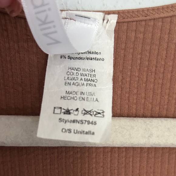 Brown Ribbed soft NIKIBINI 3/4 sleeve  bodysuit - Picture 4 of 5